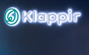 Klappir logo in the office