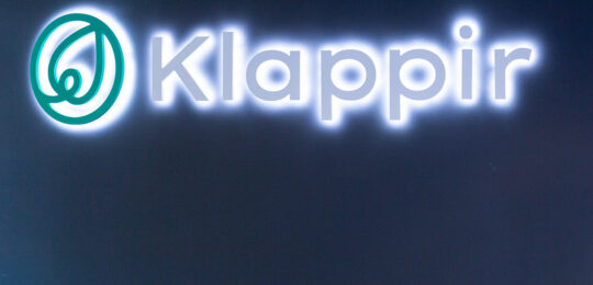 Klappir logo in the office