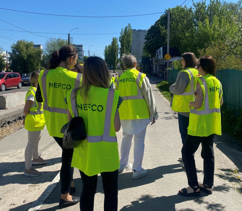 Nefco's Ukraine team visit a project site in the Kyiv region in May 2024