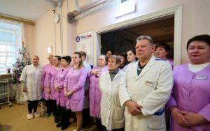 Photo: Hospital staff in Nemishaeve celebrating the official opening.